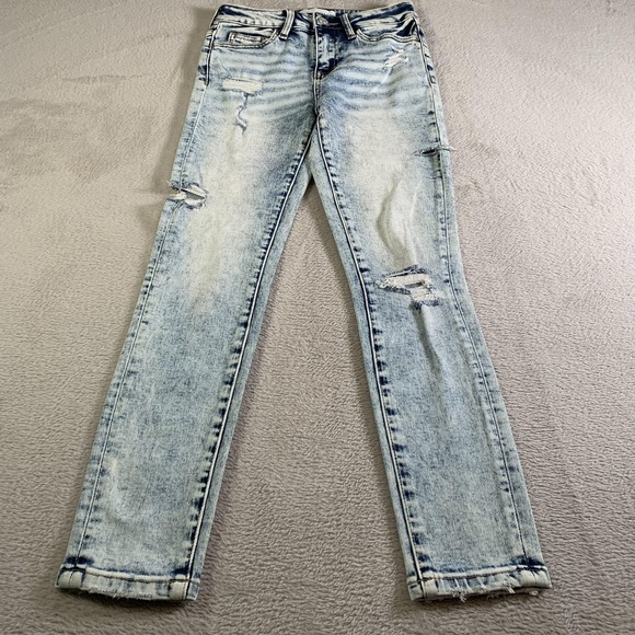 Vervet Denim - VERVET Jeans Womens 24 Light Acid Wash Mid Rise Skinny Stretch Distressed V2806